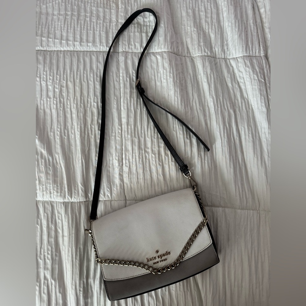 kate spade Carson Leather Colorblock Crossbody/Shoulder Bag Gray, White, & Black